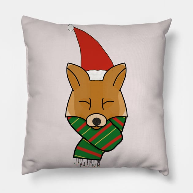 Merry Christmas, Fox! Pillow by Lunar Scrolls Design