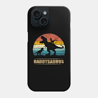 Daddy Dinosaur Daddysaurus 2 Two Kids Funny Father's Day dad Phone Case