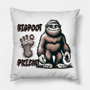 Bigfoot's Amiable Encounter Design Pillow