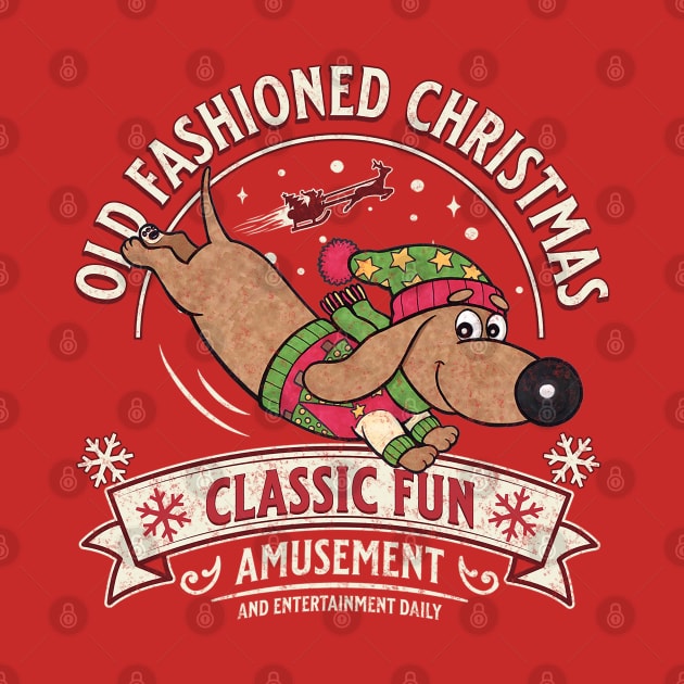 Cute Funny Christmas Doxie sledding on Dachshund Dog tee by Danny Gordon Art