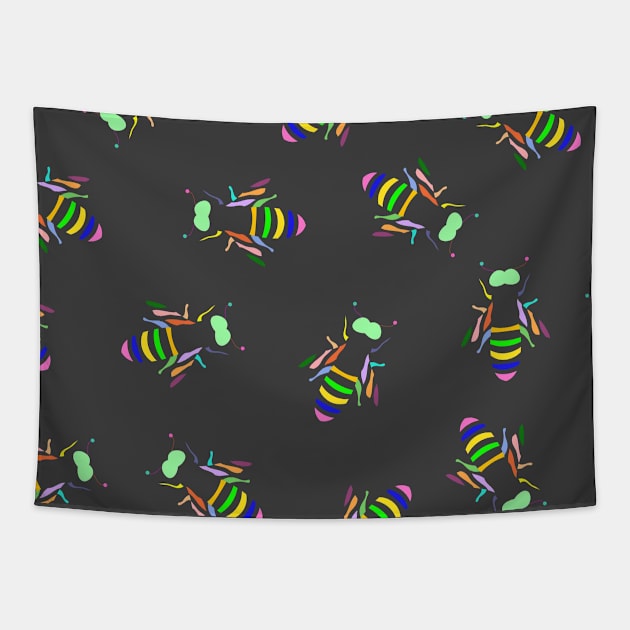 Cute Colored Bees Kids Pattern Seamless Tapestry by MichelMM