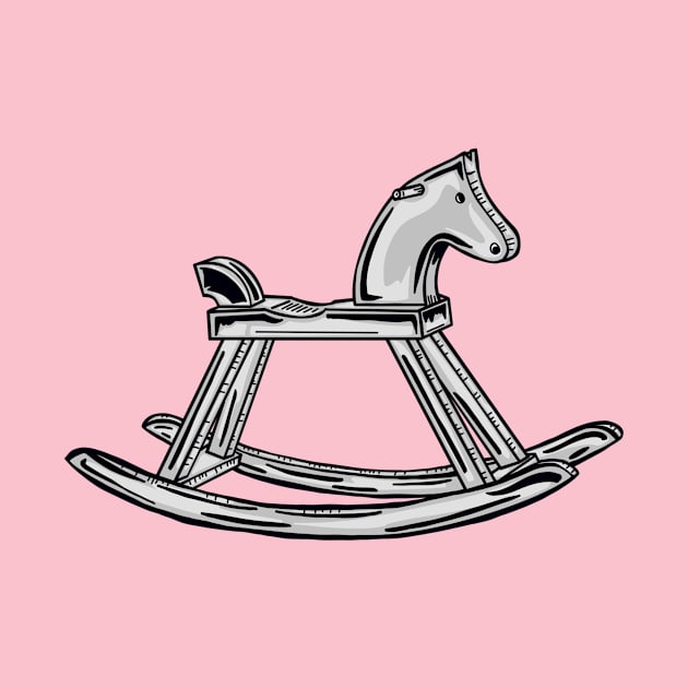 Black And White Rocking Horse With Pink Background by missmann