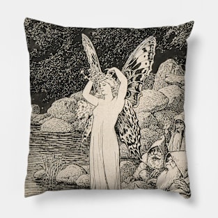 Fairy Elves Vintage Illustration Pillow