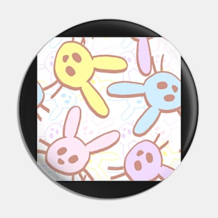 Girly Pastel Rainbow Cartoon Rabbits Pin