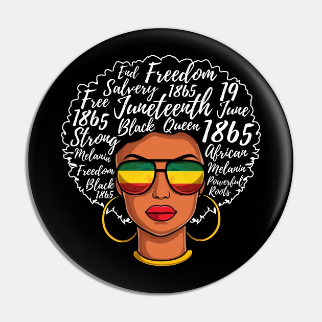 Juneteenth Freedom Day Afro Word Art Black Pride Pin by HCMGift