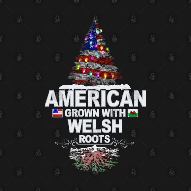 Christmas Tree  American Grown With Welsh Roots - Gift for Welsh From Wales by Country Flags