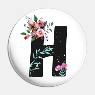 Letter H - Botanical English Alphabet, Name Initial Pin