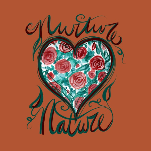 Nurture Nature Watercolor Heart by bubbsnugg