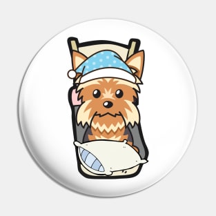 Cute yorkshire terrier is going to bed Pin