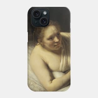 A Woman in Bed by Rembrandt Phone Case