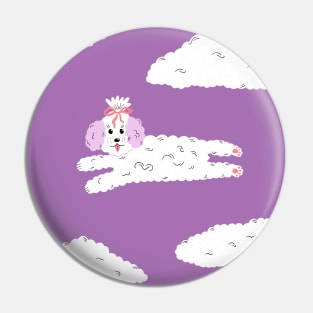 Cute maltipoo coquette dog with bow in clouds illustration, dog lover art Pin