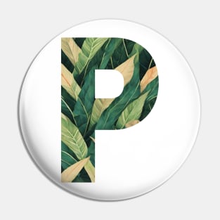 A pattern of vintage tropical leaves filling the letter p Pin