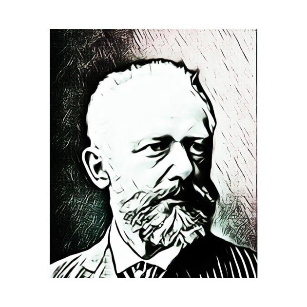 Pyotr Ilyich Tchaikovsky Black And White Portrait | Pyotr Ilyich Tchaikovsky Artwork 4 by JustLit