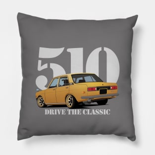 Drive The Classic Car - Datsun 510 (Yellow #2) Pillow