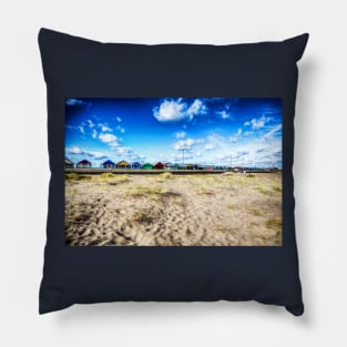 Sutton On Sea Beach Huts, lincolnshire, UK Pillow