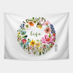 Hand painted flower design in watercolor and color pencils Tapestry