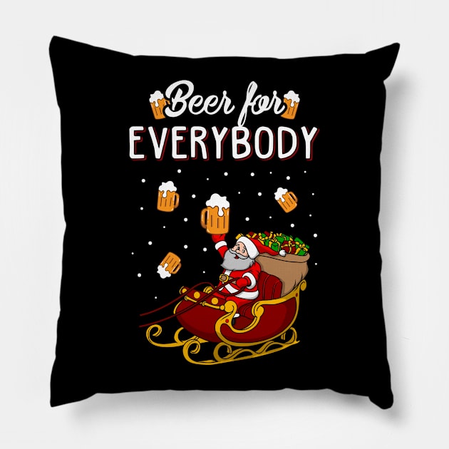 Beer For Everybody Funny Christmas Sweater Pillow by KsuAnn