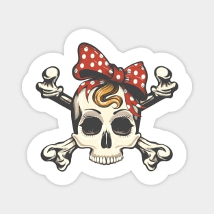 Skull in a Head Bow and Crossbones Magnet