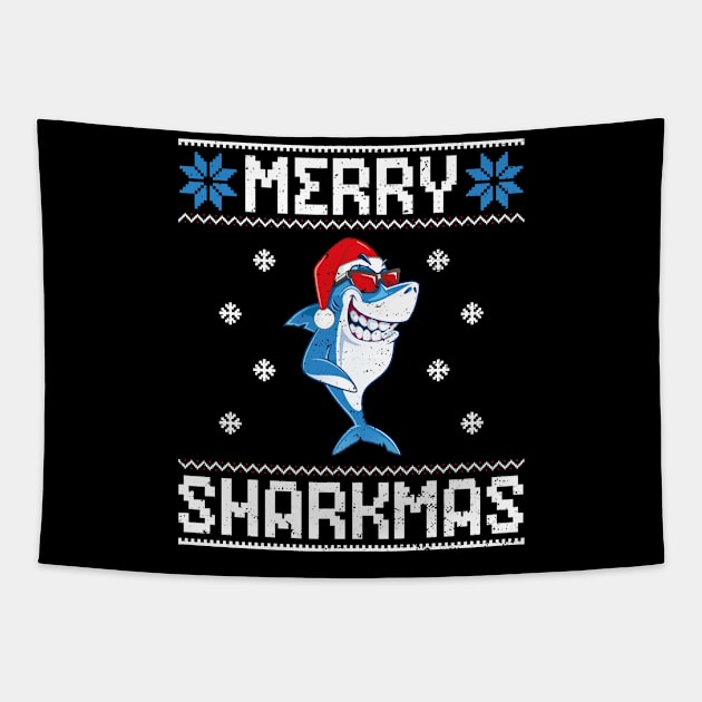 Merry Sharkmas Tapestry by Designs By Jnk5