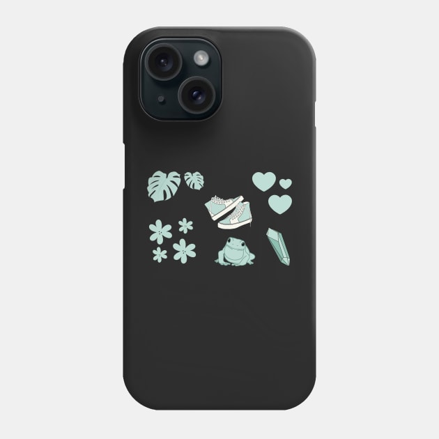 Cute Aesthetic Sticker Pack - Pastel Teal Green Phone Case by JuneNostalgia