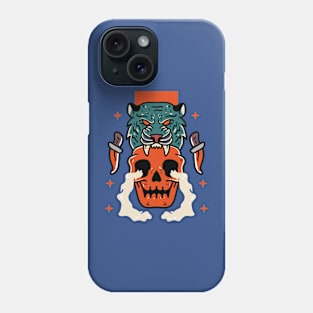 Tiger Bite Skull Phone Case