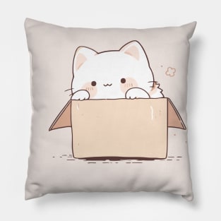 CAT PEEKING OUTSIDE FROM A BOX Pillow