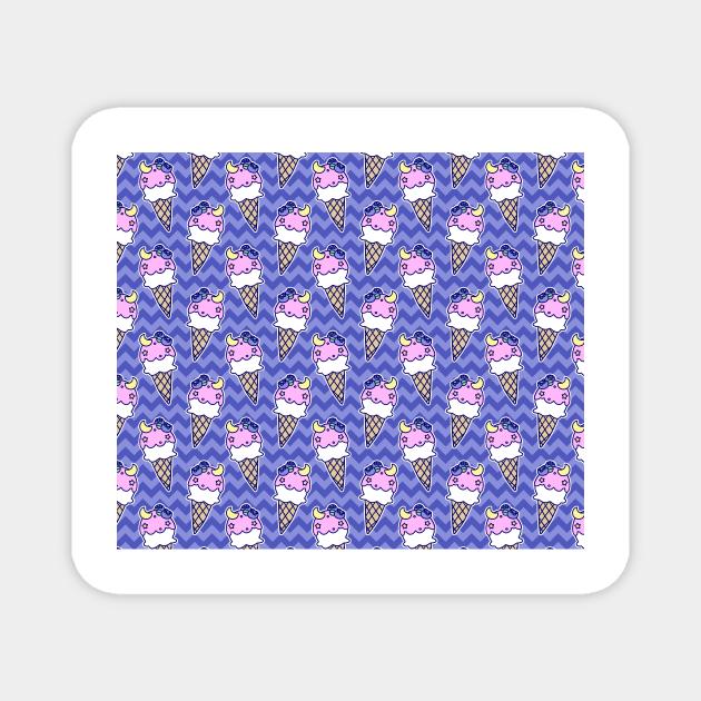 Blueberry Icecream Cone Chevron Pattern Magnet by saradaboru