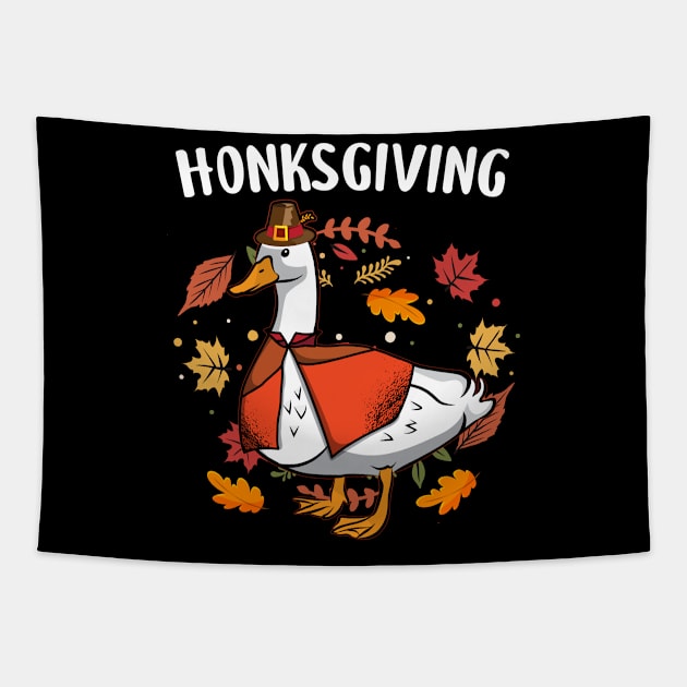 Honksgiving Goose Meme Thanksgiving Costume Pilgrim Hat Tapestry by Rebrand