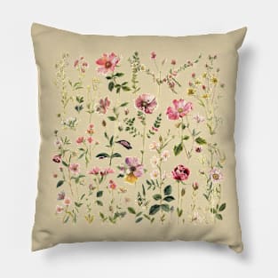 Boho Wildflowers Cottagecore Pillow