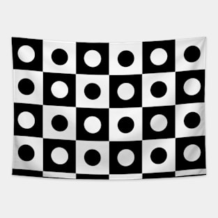 Black and White Polka Dot Patchwork Pattern Tapestry