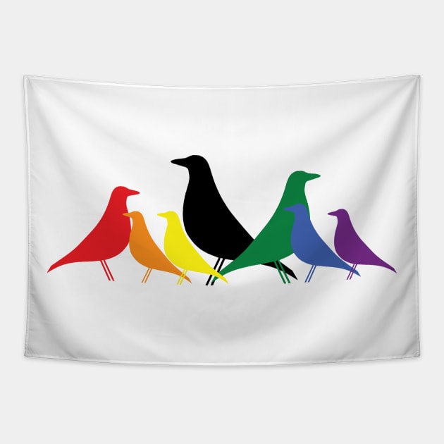 Le Corbusier inspired Eames bird Love is Love gathering Tapestry by SLGA Designs