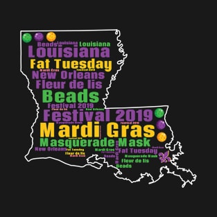 Louisiana Map Mardi Gras T-Shirt