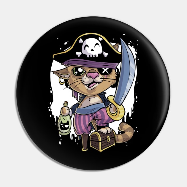 Cat pirate treasure Pin by MBGraphiX