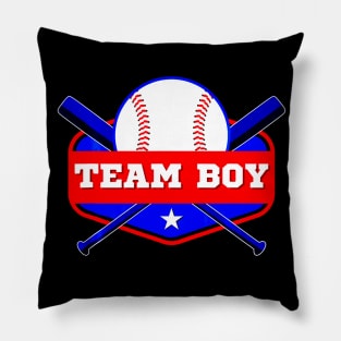 Baby Gender Reveal Party Baseball Team Boy  Team Blue Pillow