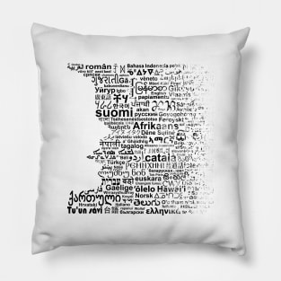 Face of Languages, in Black Pillow