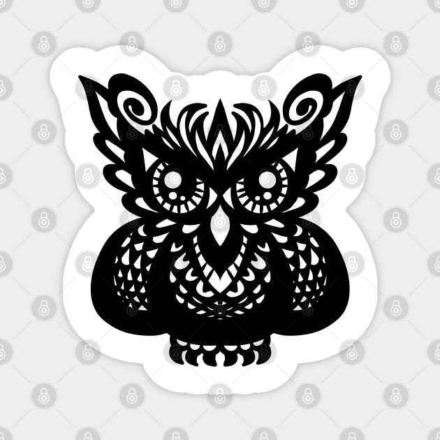 Owl, ornament, drawing, print, original picture, black and white, Gothic Magnet by IriShamanova