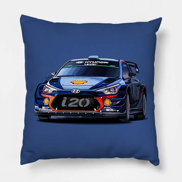 Hyundai i20 WRC Pillow by Mario Ramos Rally Art