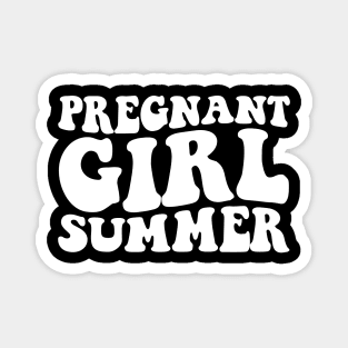 Groovy Pregnancy Reveal Pregnant Girl Summer Baby Shower Magnet