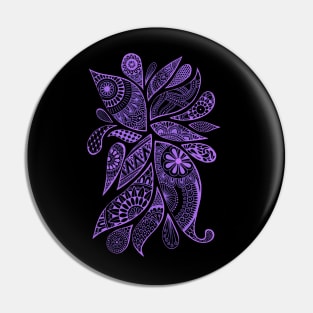 Abstract Zentangle Swirls Design (lavender on black) Pin