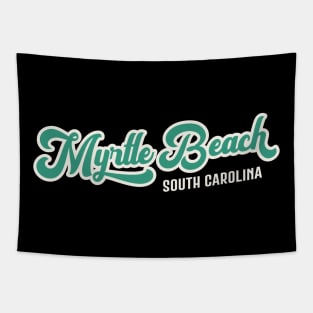 Myrtle Beach South Carolina - Vintage Teal Script Tapestry