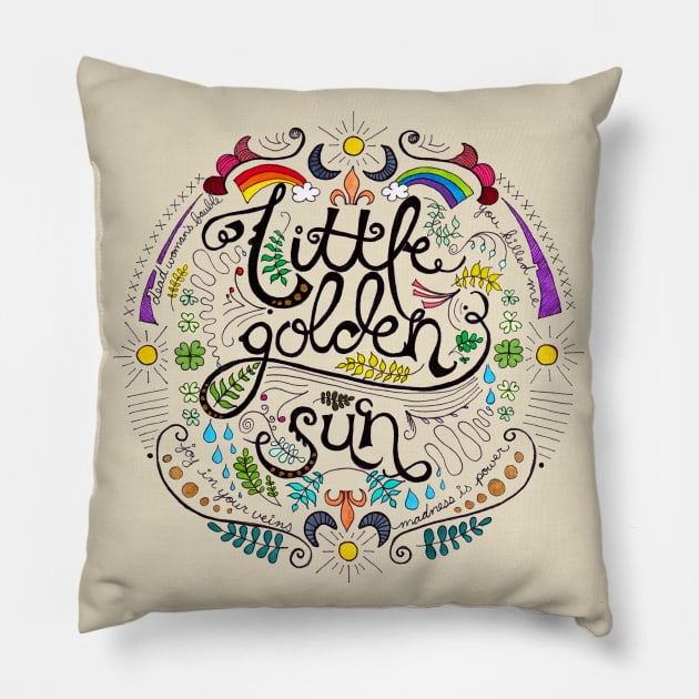 Little Golden Sun Pillow by colleen.rose.art