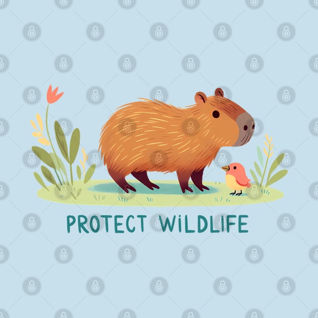 Capybara - Protect Wildlife by PrintSoulDesigns