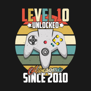 10th Birthday Video Game Gift Level 10 Unlocked Awesome 2010 T-Shirt