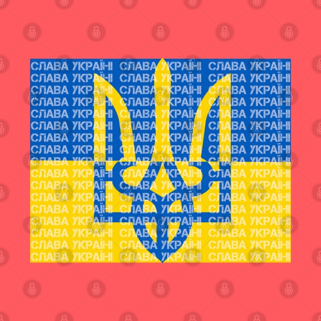 Ukraine Flag Trident-Slava Ukraini by Scar