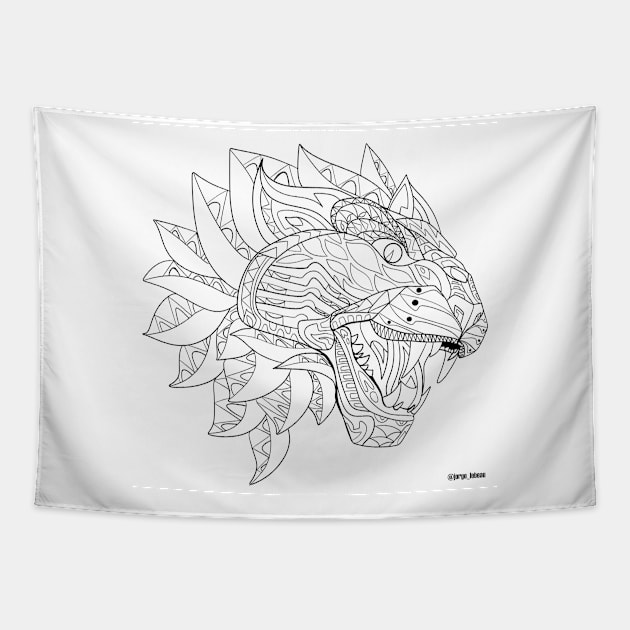 Floral coloring tiger ecopop Tapestry by jorge_lebeau