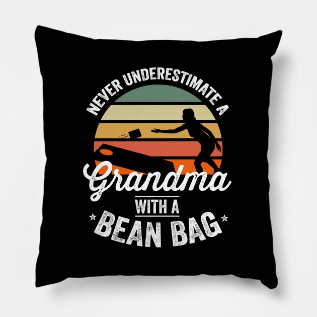 Cornhole Shirt Funny Cornhole Bean Bag Grandma 4th of July Pillow by Happy Lime