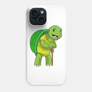 Turtle as Pensioner with Walking stick Phone Case