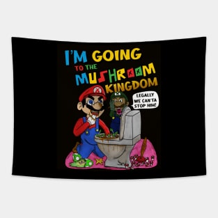 A plumber eats mushrooms out of a clogged toilet Tapestry