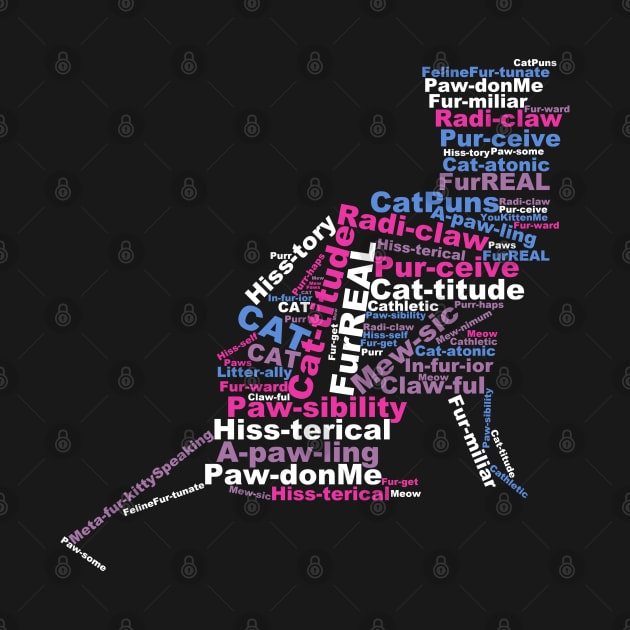 Cat Pun Word Cloud Pink by By Diane Maclaine