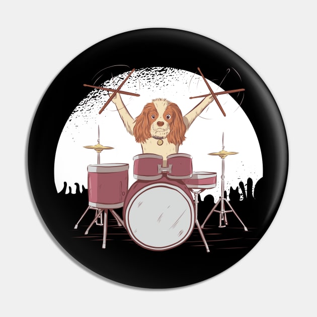 Rocking Cocker Spaniel Drummer Pin by BamBam